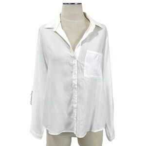 Cloth & Stone- White Tencel Button Down Shirt Med
